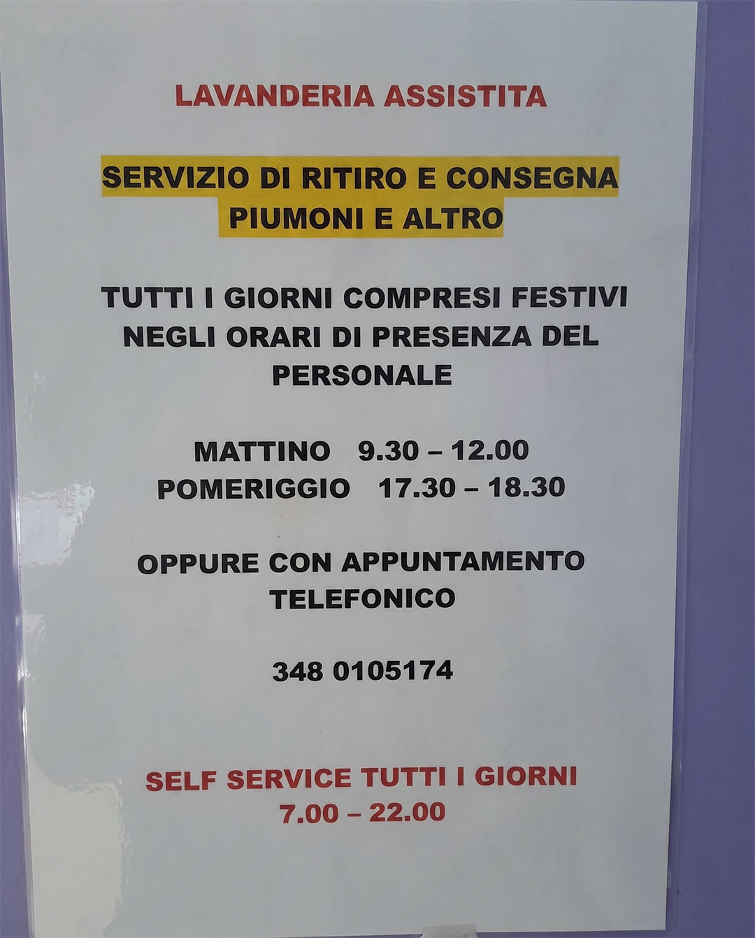 Cartello del servizio assistito BluFresh